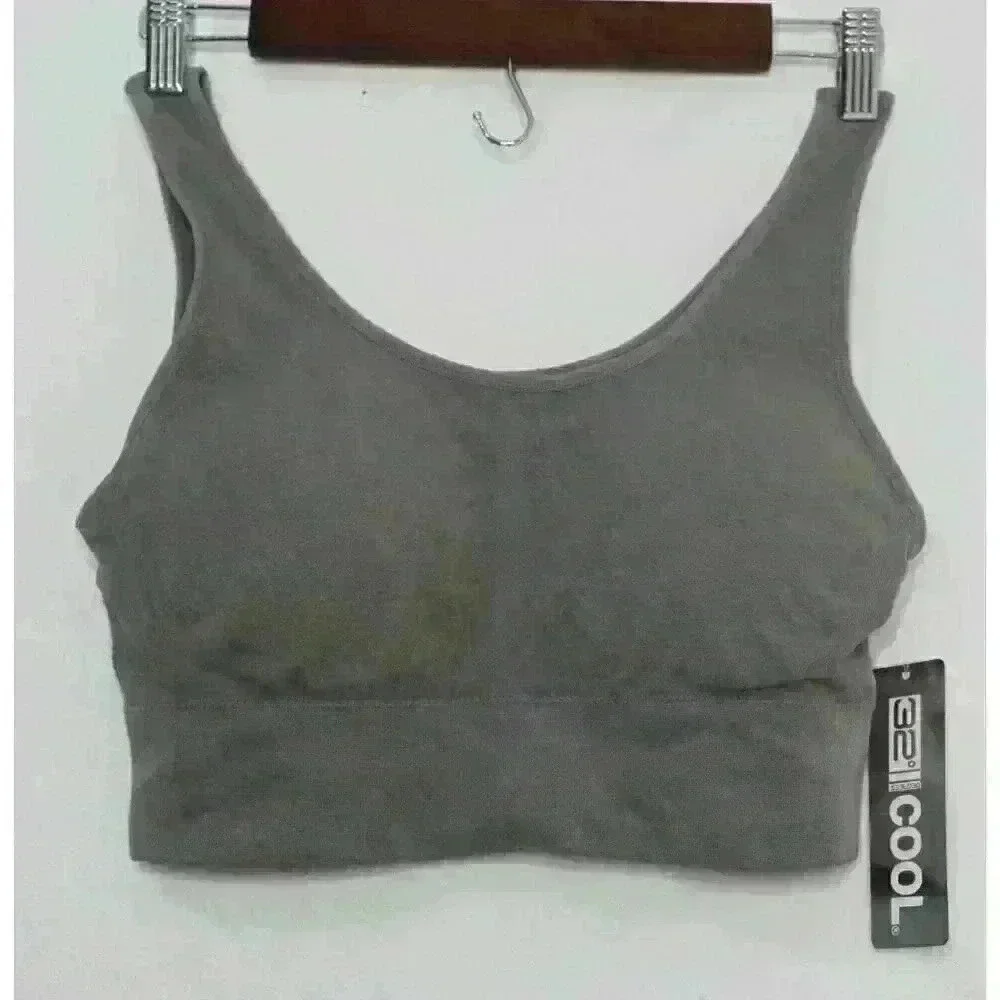 New Women's‎ 32 Degrees Cool Steel Gray Seamless Racerback Sports Bra Size L NWT